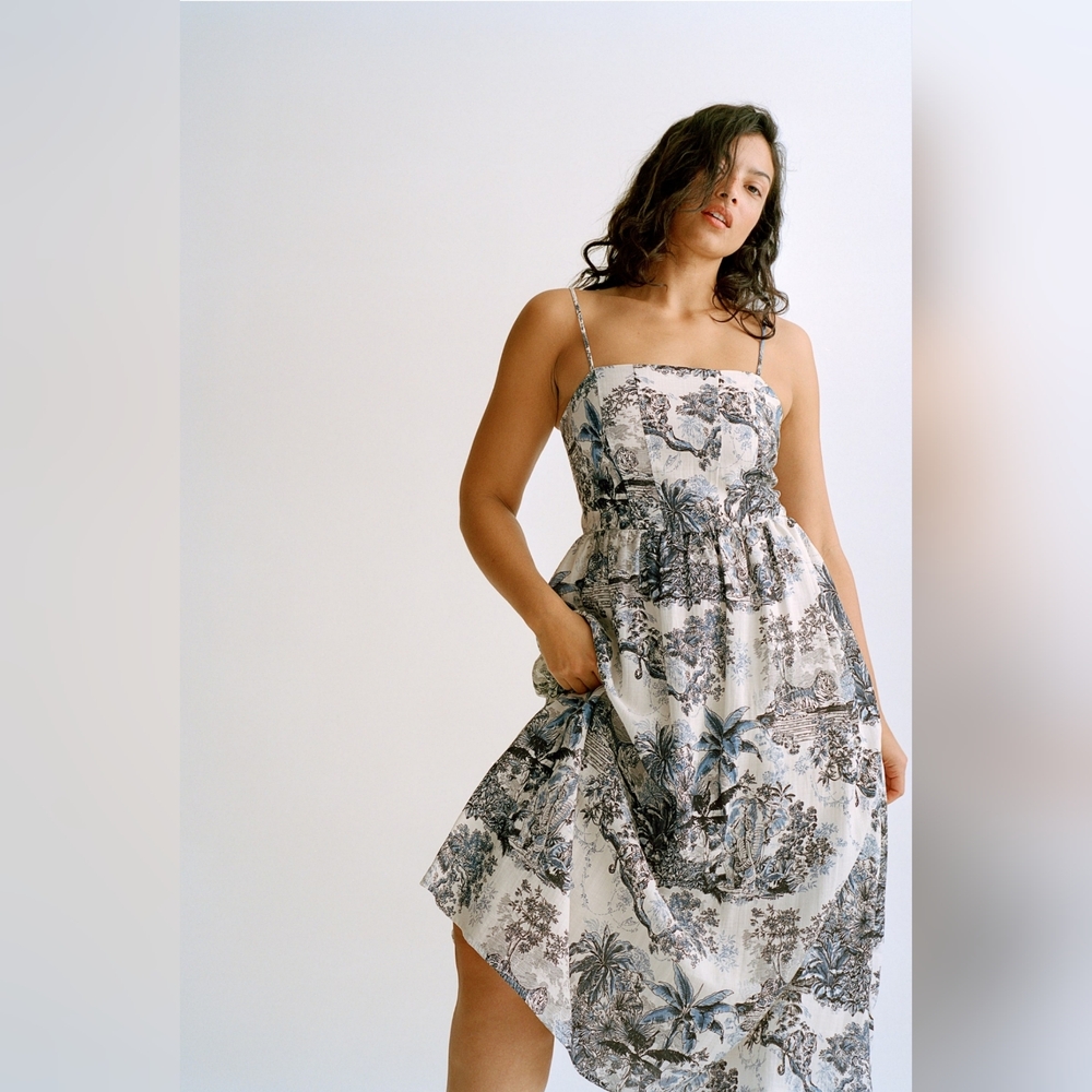 White Loctus Floral Print Women's Dress